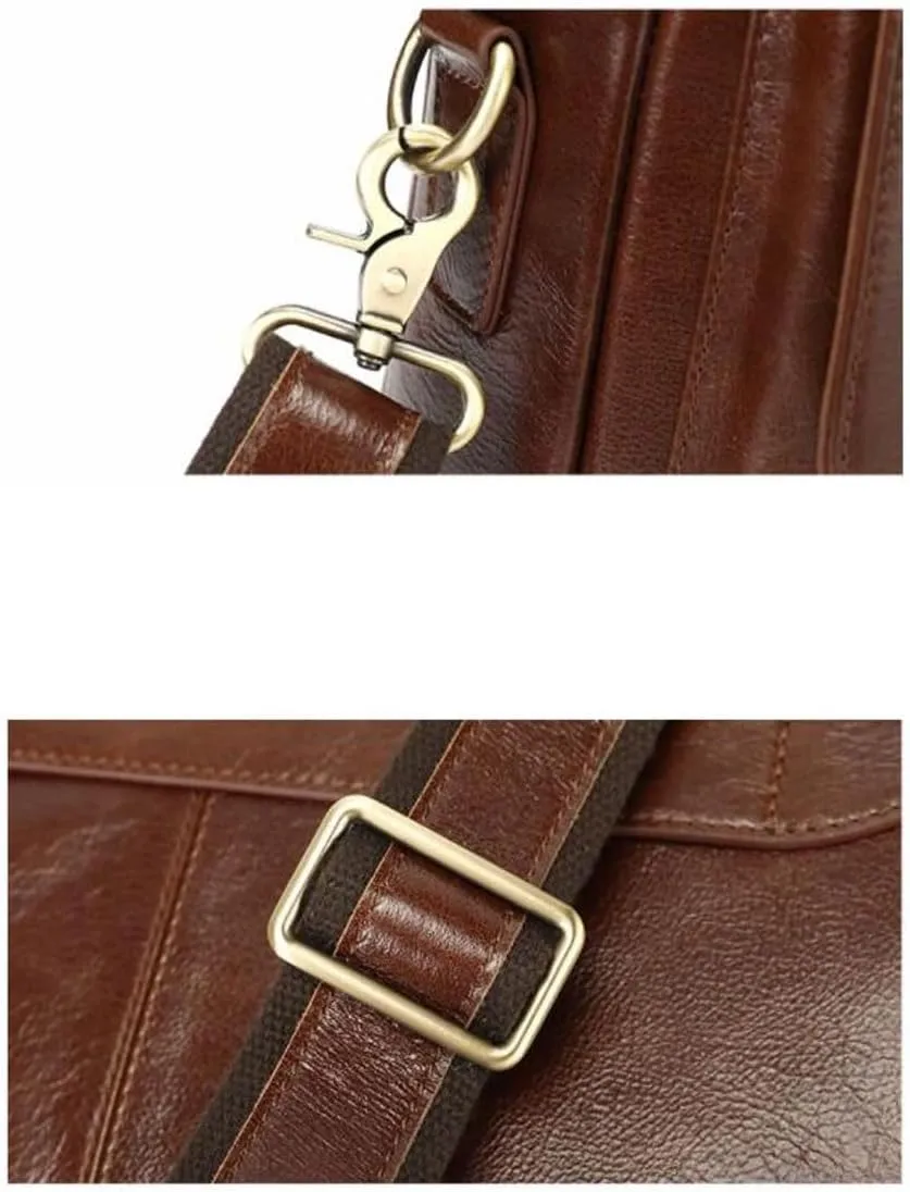 Mens Business Briefcases Messenger Shoulder Bags Genuine Leather Laptop Bags Carrying Cases Handbags