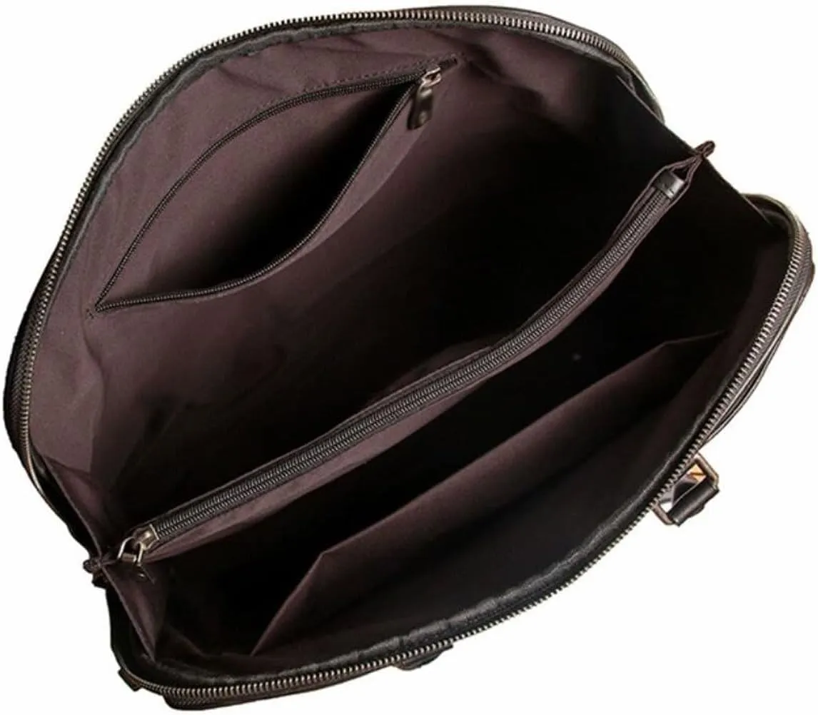 Mens Computer Handbags Leather Messenger Shoulder Bags Laptop Bags Carrying Cases Briefcases 14Inch