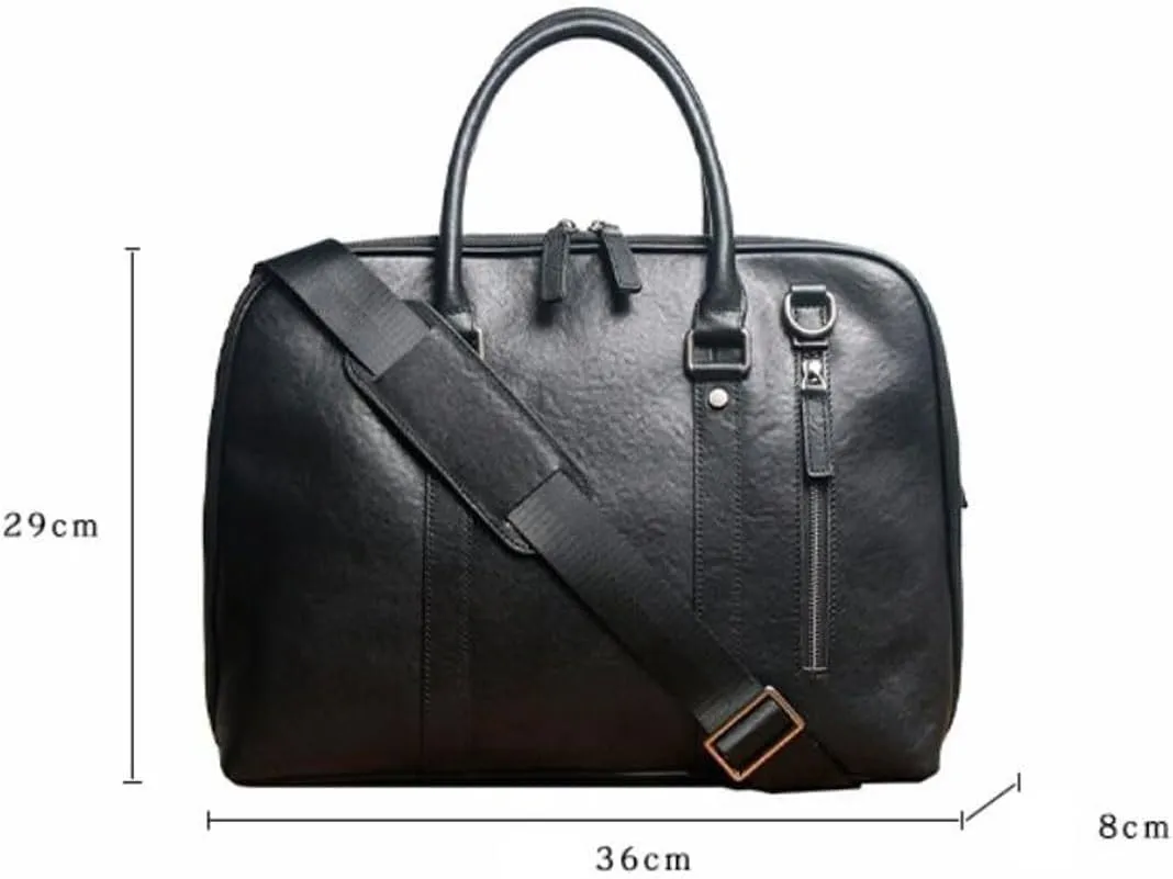Mens Computer Handbags Leather Messenger Shoulder Bags Laptop Bags Carrying Cases Briefcases 14Inch