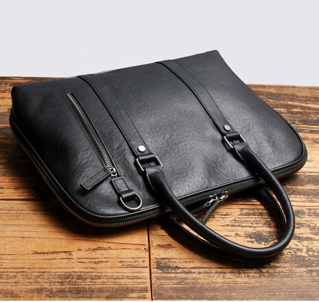 Mens Computer Handbags Leather Messenger Shoulder Bags Laptop Bags Carrying Cases Briefcases 14Inch