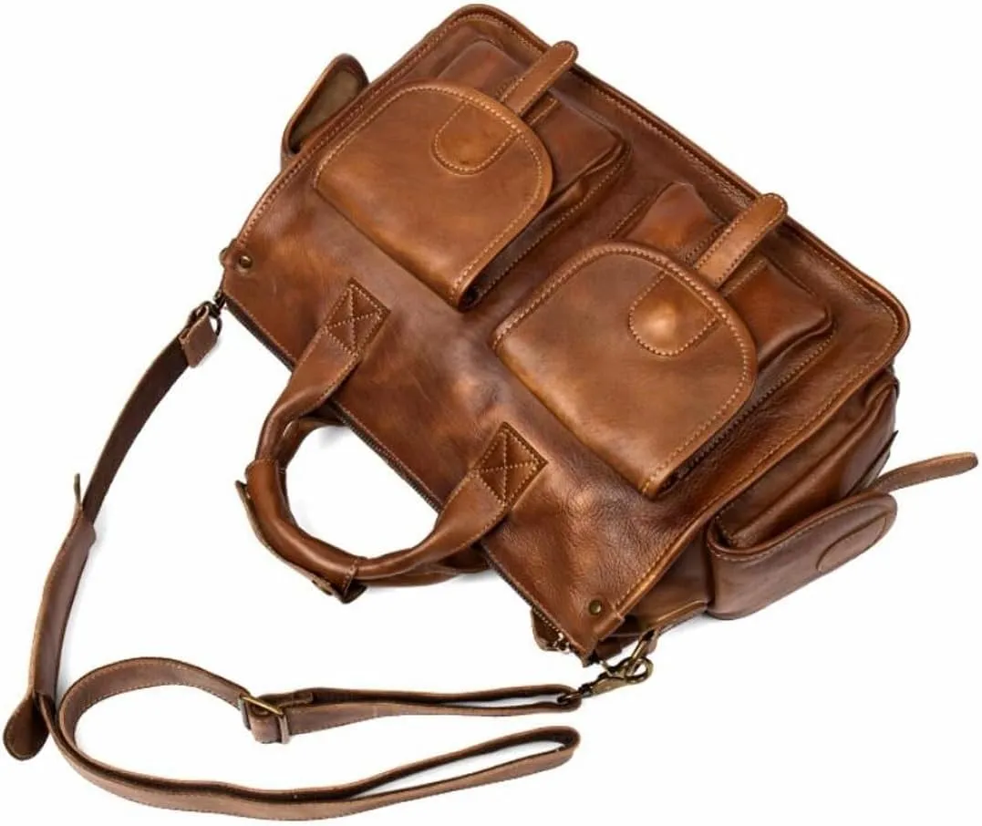Mens Handbags Briefcases Genuine Leather Messenger Shoulder Bags Laptop Bags Travel Carrying Cases