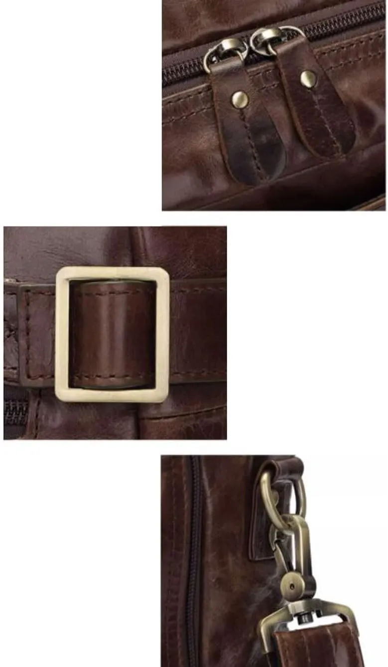 Mens Handbags Briefcases Laptop Bags Genuine Leather Messenger Shoulder Bags Carrying Cases Backpacks(Brown)
