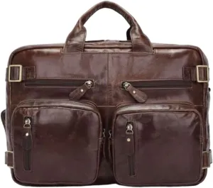 Mens Handbags Briefcases Laptop Bags Genuine Leather Messenger Shoulder Bags Carrying Cases Backpacks(Brown)