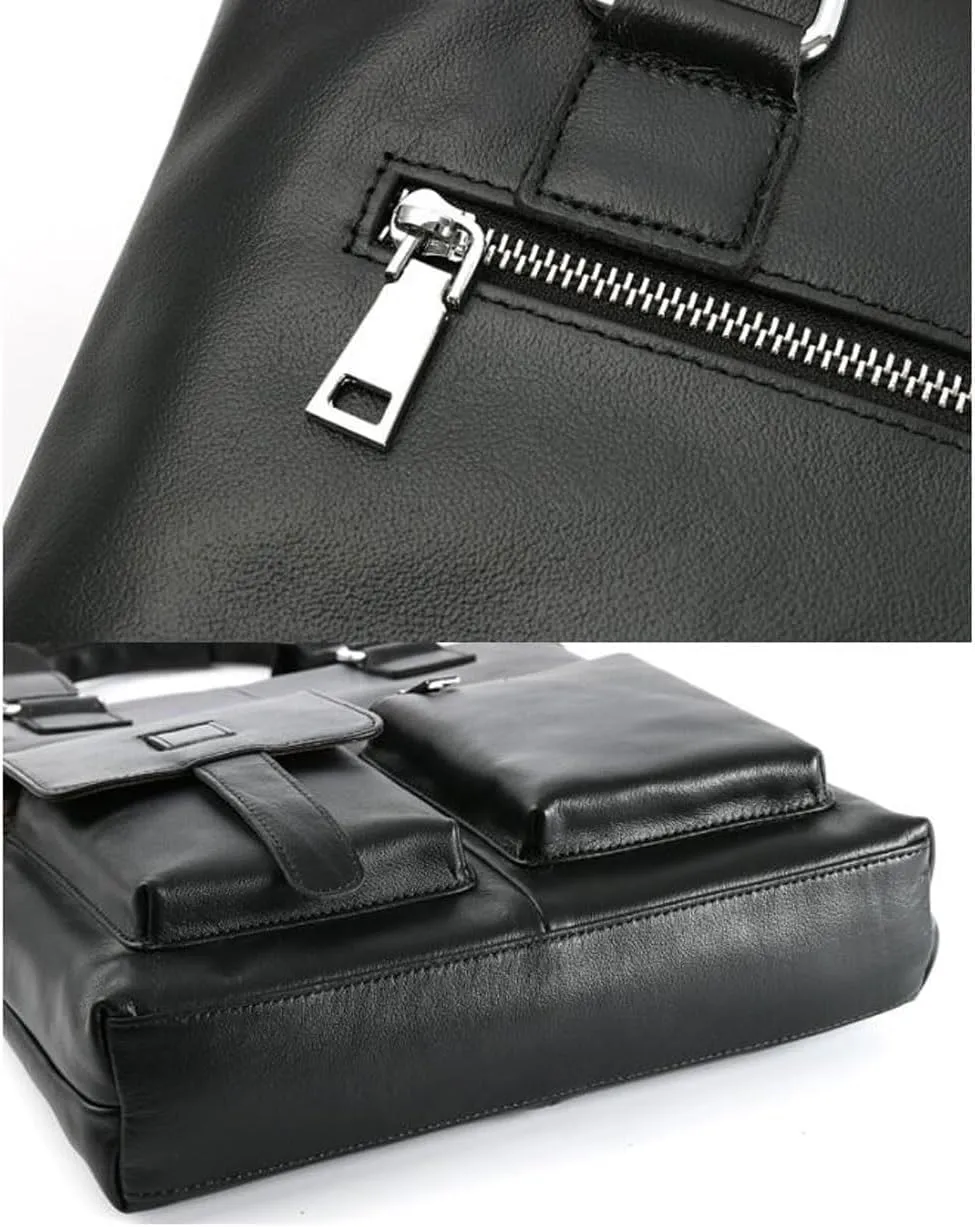 Mens Handbags Briefcases Messenger Shoulder Bags Genuine Leather Casual Daypacks Waist Packs Travel Bags 13.7Inch