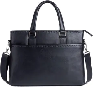 Mens Laptop Bags Handbags Briefcases Genuine Leather Messenger Shoulder Bags Casual Daypacks 14.5Inch
