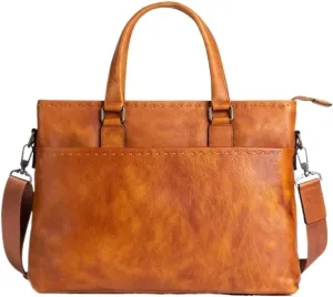 Mens Laptop Bags Handbags Briefcases Genuine Leather Messenger Shoulder Bags Casual Daypacks 14.5Inch