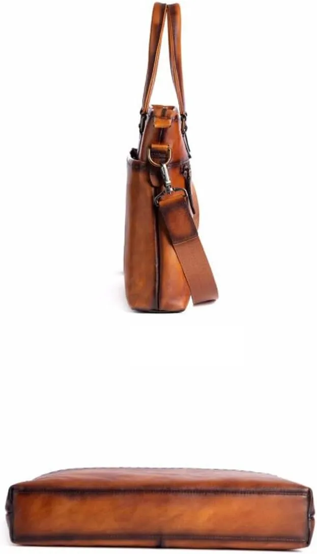 Mens Laptop Bags Handbags Briefcases Genuine Leather Messenger Shoulder Bags Casual Daypacks 14.5Inch