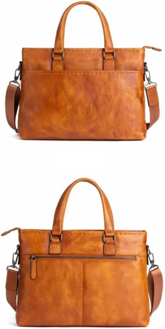 Mens Laptop Bags Handbags Briefcases Genuine Leather Messenger Shoulder Bags Casual Daypacks 14.5Inch