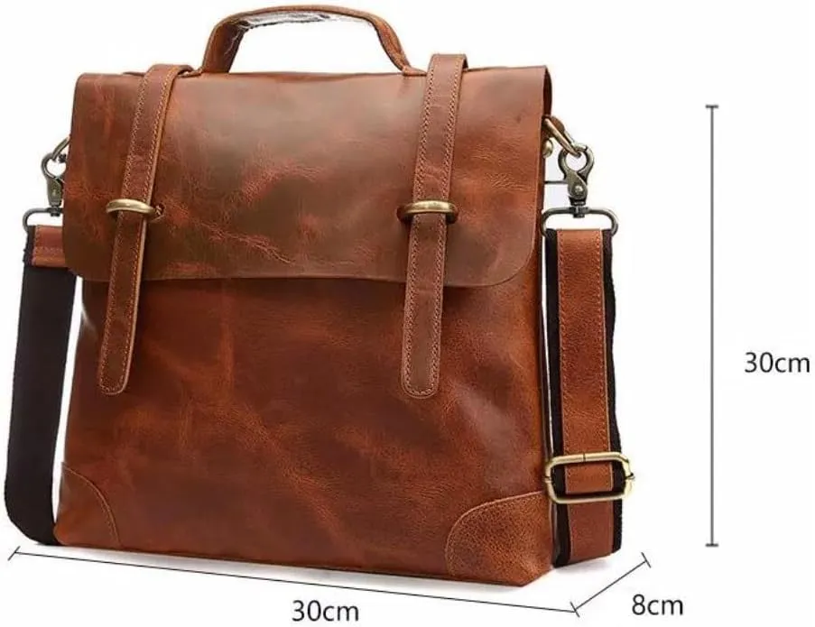 Mens Luggage Handbags Briefcases Laptop Bags Genuine Leather Messenger Shoulder Bags Casual Daypacks(Yellow)
