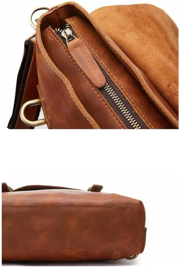 Mens Luggage Handbags Briefcases Laptop Bags Genuine Leather Messenger Shoulder Bags Casual Daypacks(Yellow)