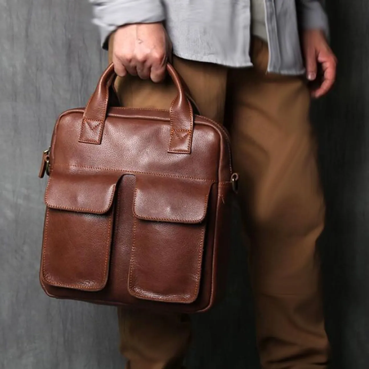 Mens Messenger Shoulder Bags Briefcases Genuine Leather Casual Daypacks Waist Packs Crossbody Bags Travel Bags