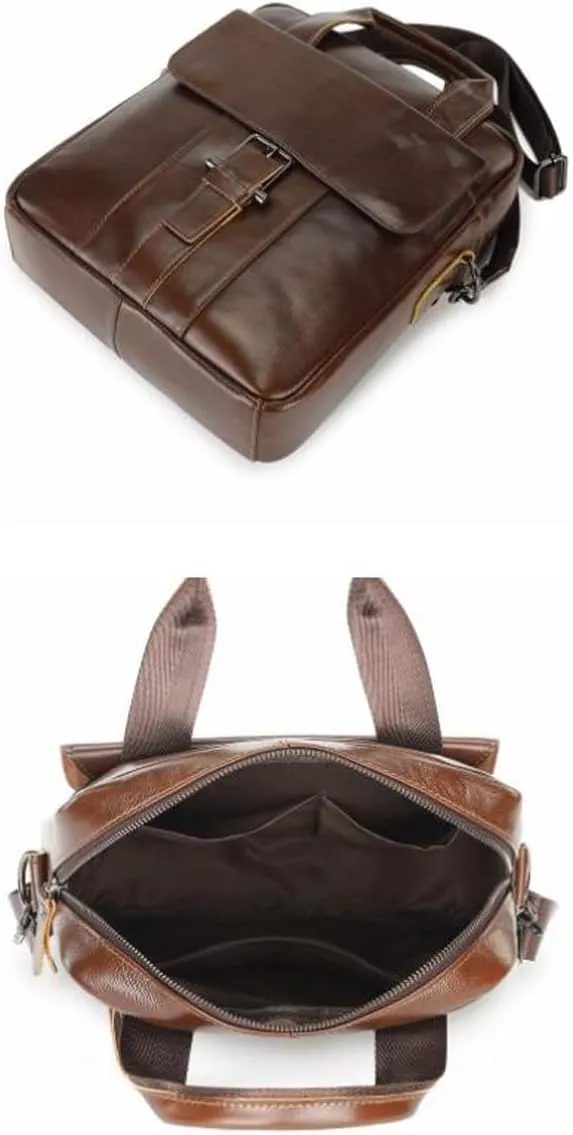 Mens Messenger Shoulder Bags Genuine Leather Casual Daypacks Handbags Briefcases Waist Packs Travel Bags 13Inch