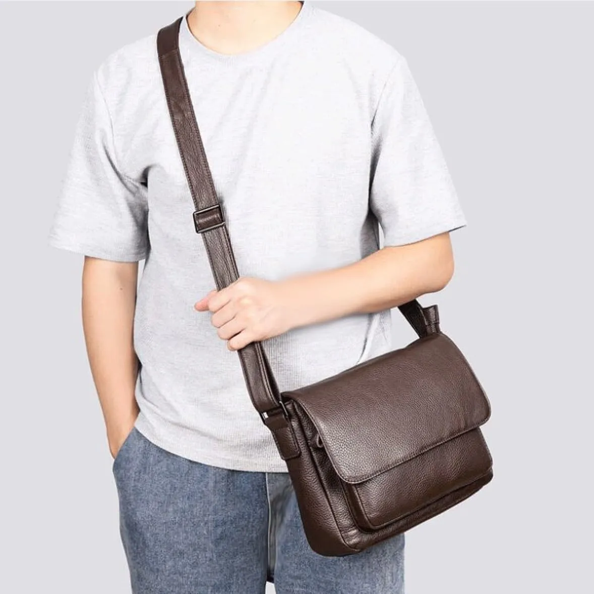 Mens Messenger Shoulder Bags Genuine Leather Casual Daypacks Luggage Waist Packs Briefcases 11Inch