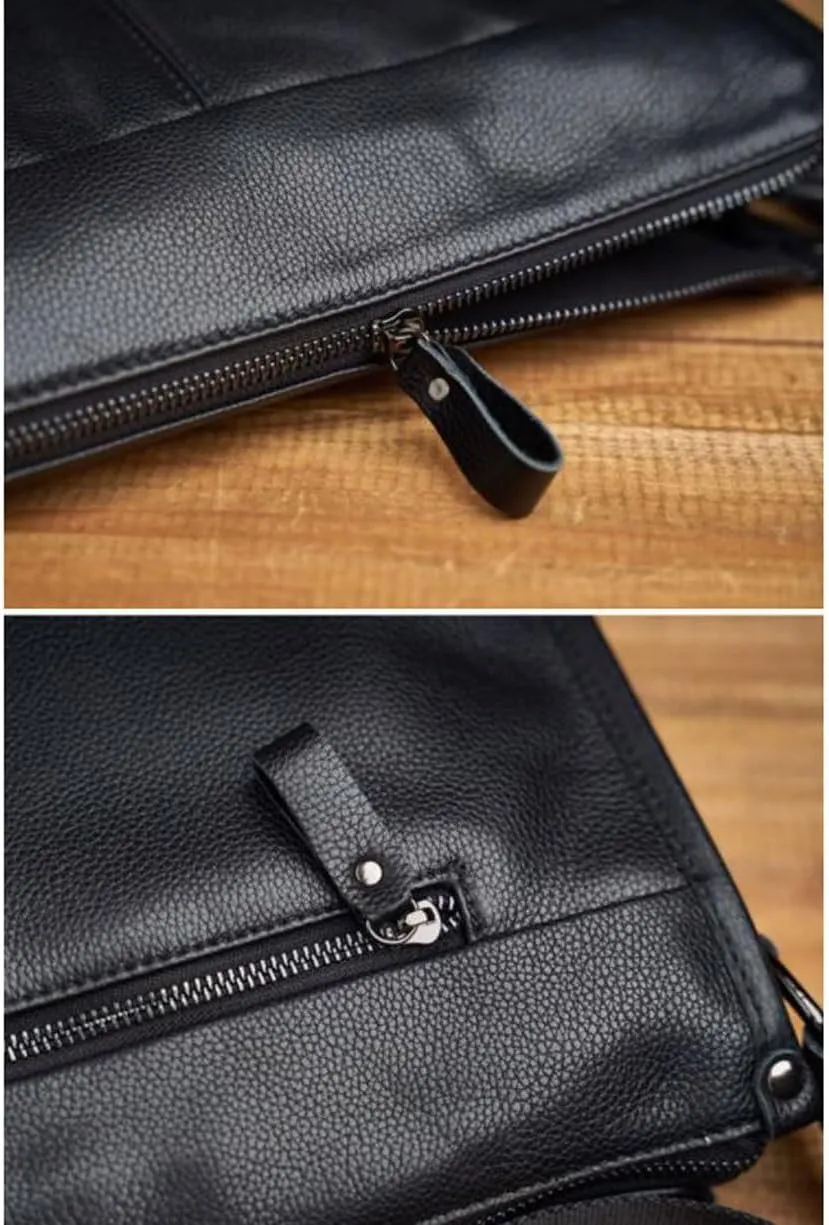 Mens Messenger Shoulder Bags Genuine Leather Casual Daypacks Travel Bags Waist Packs Briefcases 13Inch