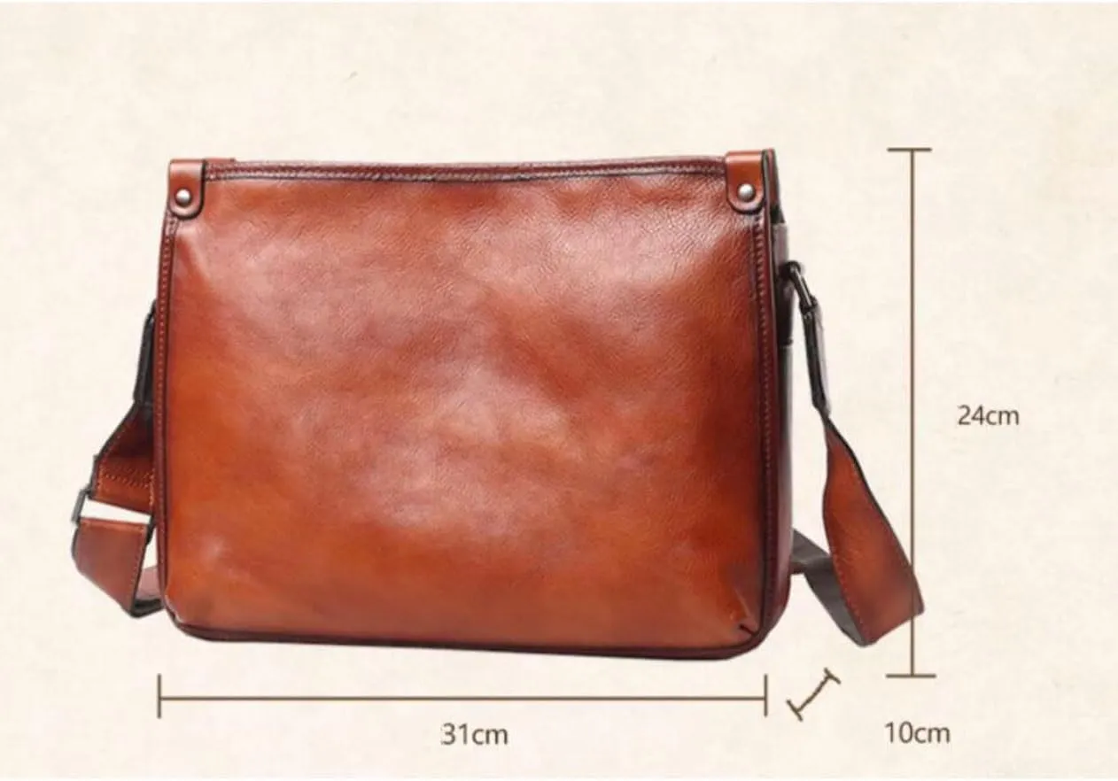 Mens Messenger Shoulder Bags Waist Packs Crossbody Bags Briefcases Genuine Leather Casual Daypacks 12.2Inch
