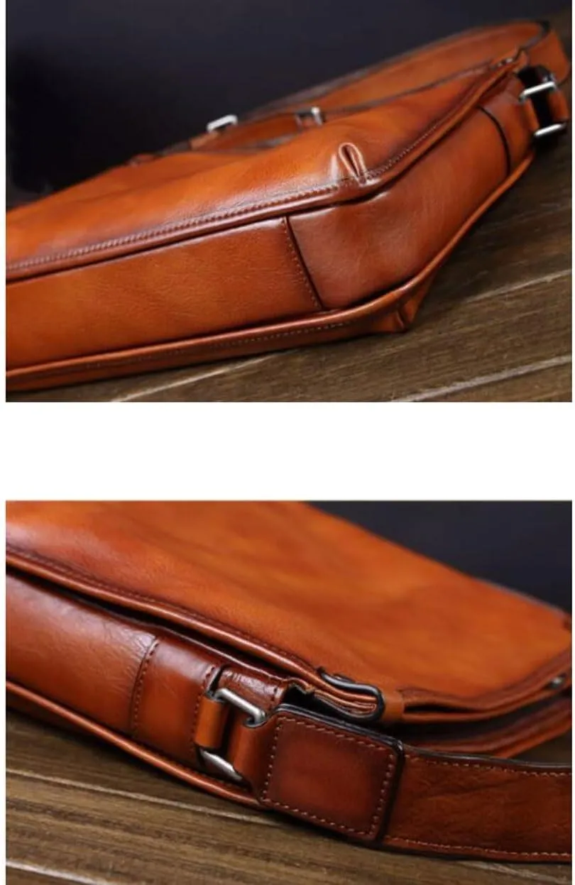 Mens Messenger Shoulder Bags Waist Packs Crossbody Bags Briefcases Genuine Leather Casual Daypacks 12.2Inch