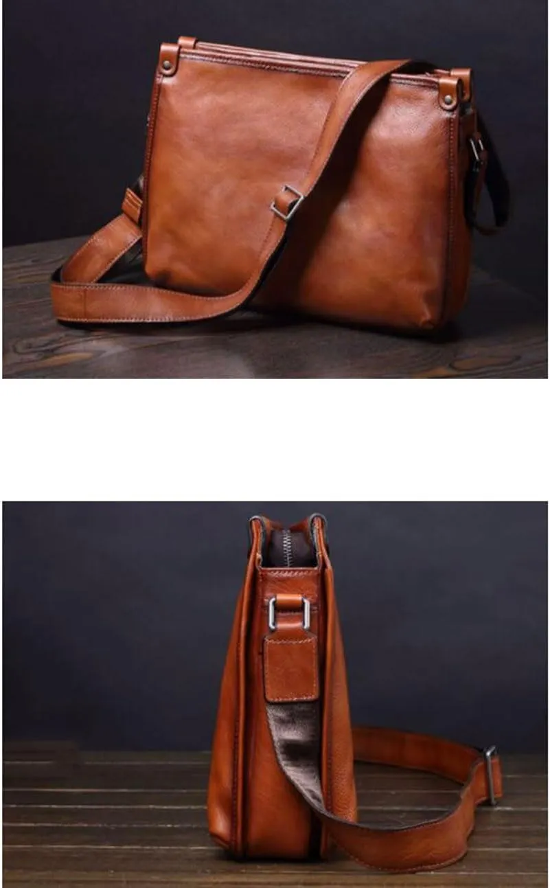 Mens Messenger Shoulder Bags Waist Packs Crossbody Bags Briefcases Genuine Leather Casual Daypacks 12.2Inch