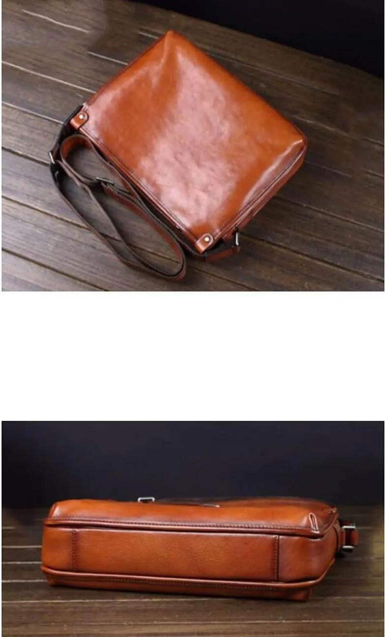 Mens Messenger Shoulder Bags Waist Packs Crossbody Bags Briefcases Genuine Leather Casual Daypacks 12.2Inch