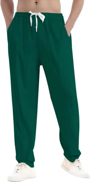 Mens Pants Casual Loose Fit Trendy Straight-Leg Elastic-Waisted Work Pant Outdoor Relax Fit Breathable Basic Outfits