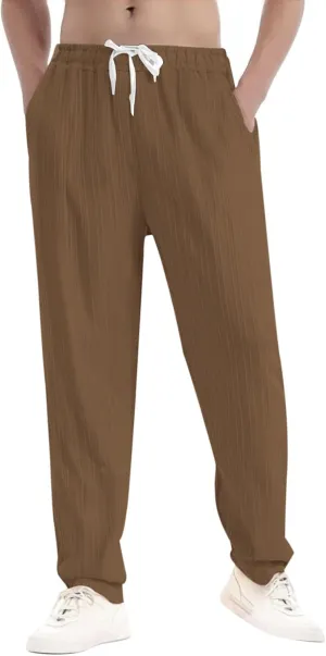 Mens Pants Casual Loose Fit Trendy Straight-Leg Elastic-Waisted Work Pant Outdoor Relax Fit Breathable Basic Outfits