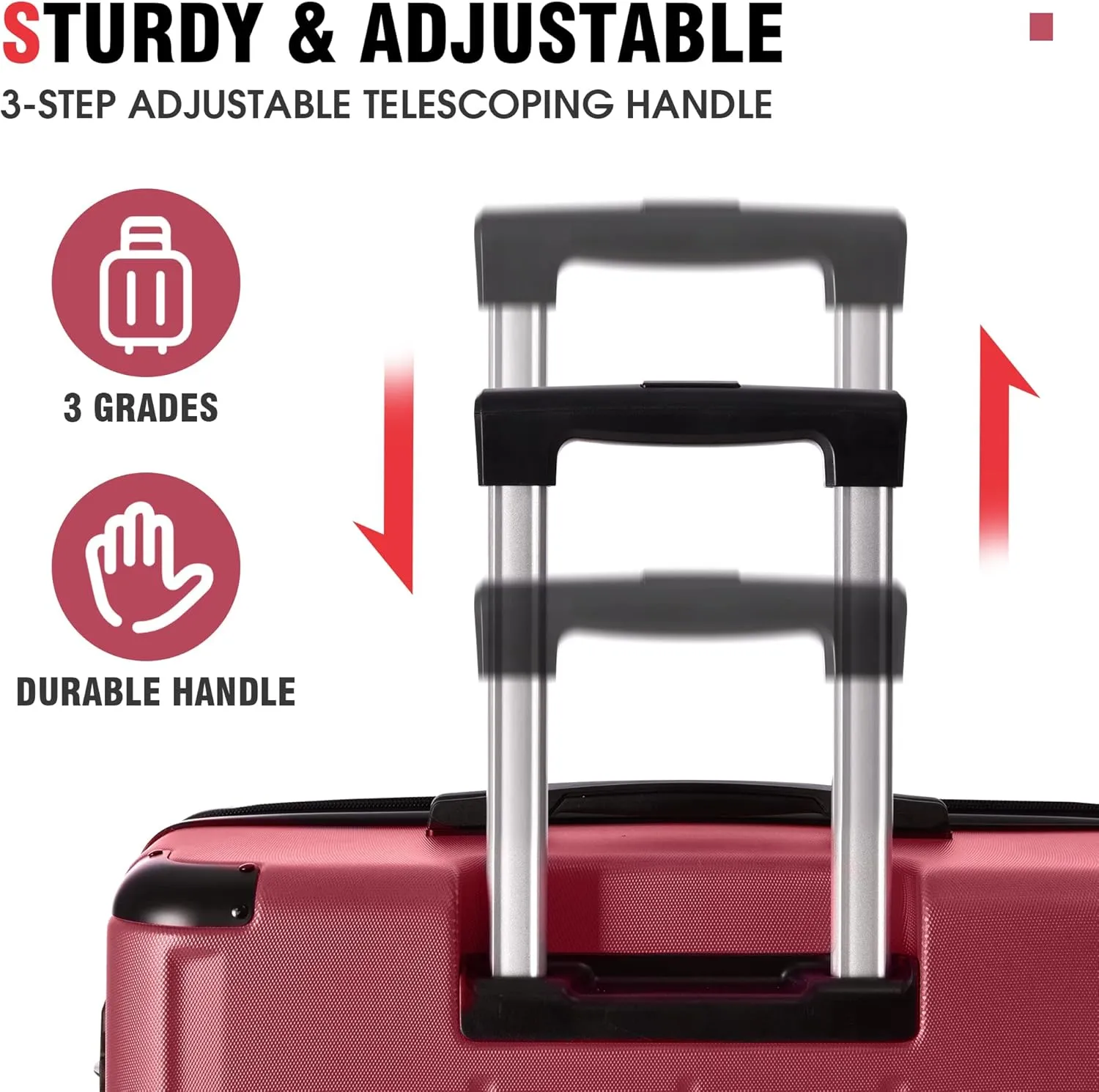 Merax Hardshell Luggage Sets 3 Piece Set 20" Carry-on ABS Suitcase Double Spinner Wheels with TSA Lock Suitcase set Expandable Travel Bags for Men and Women (Red, 3 PCS(20" 24" 28"))