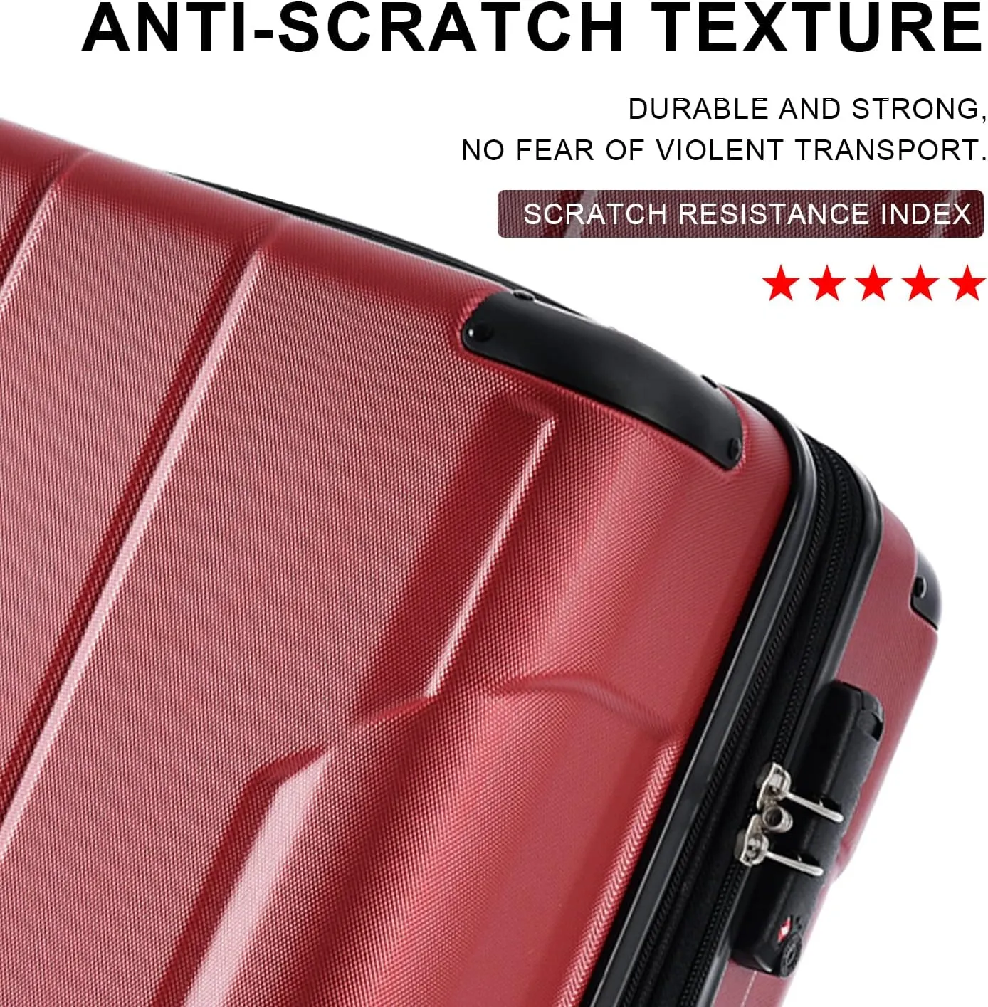 Merax Hardshell Luggage Sets 3 Piece Set 20" Carry-on ABS Suitcase Double Spinner Wheels with TSA Lock Suitcase set Expandable Travel Bags for Men and Women (Red, 3 PCS(20" 24" 28"))
