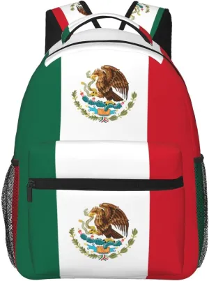 Mexico Flag Travel Laptop Backpack Women Lightweight Backpack Adjustable College Backpack Fits 15.6 Inch Laptop Waterproof Travel Backpack for Men