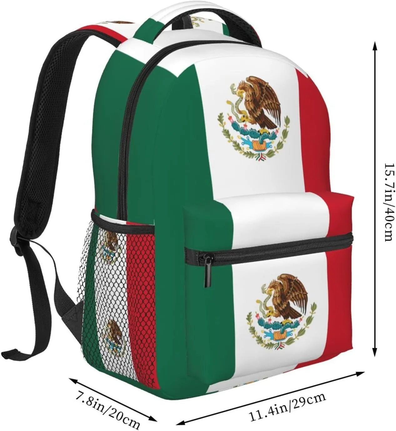 Mexico Flag Travel Laptop Backpack Women Lightweight Backpack Adjustable College Backpack Fits 15.6 Inch Laptop Waterproof Travel Backpack for Men