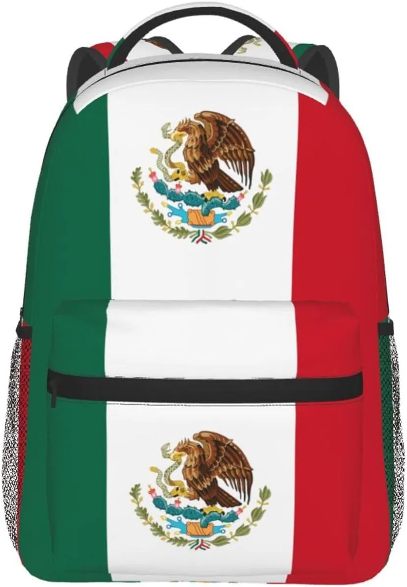 Mexico Flag Travel Laptop Backpack Women Lightweight Backpack Adjustable College Backpack Fits 15.6 Inch Laptop Waterproof Travel Backpack for Men