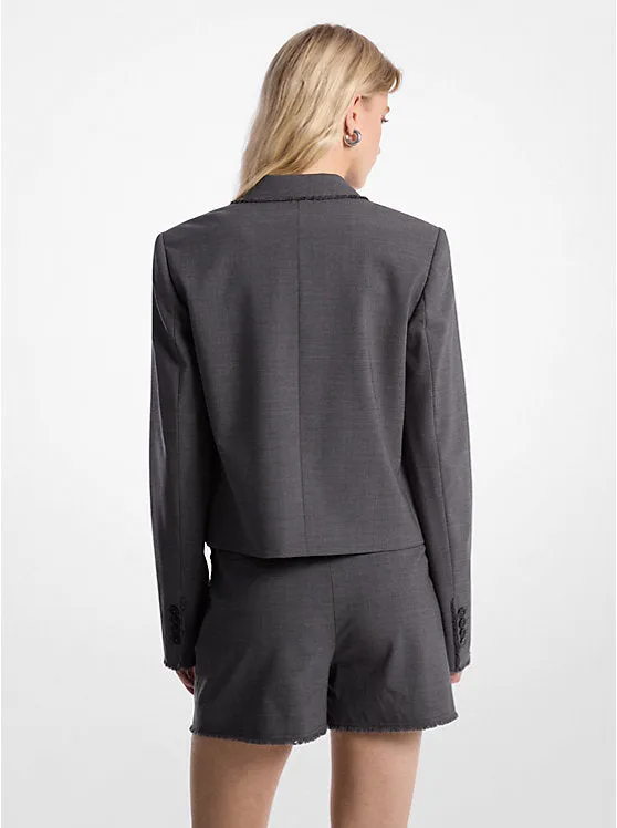 MICHAEL MICHAEL KORS - FRAYED WOOL CROPPED BLAZER