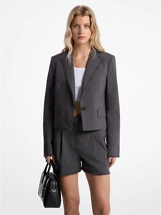 MICHAEL MICHAEL KORS - FRAYED WOOL CROPPED BLAZER
