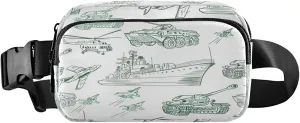 Military Transport Tank Ship Belt Bag for Women Men Army Vehicle Fanny Pack Small Waist Pouch Crossbody Bags for Outdoor Hiking Running Travel