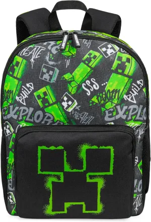 Minecraft Backpacks for Kids Creeper Boy Bag with Zipped Pockets Adjustable Straps Kids Bag for Gaming Travel and School Backpack Boy Gifts (Black, 15.74x11.41x6.69inch)