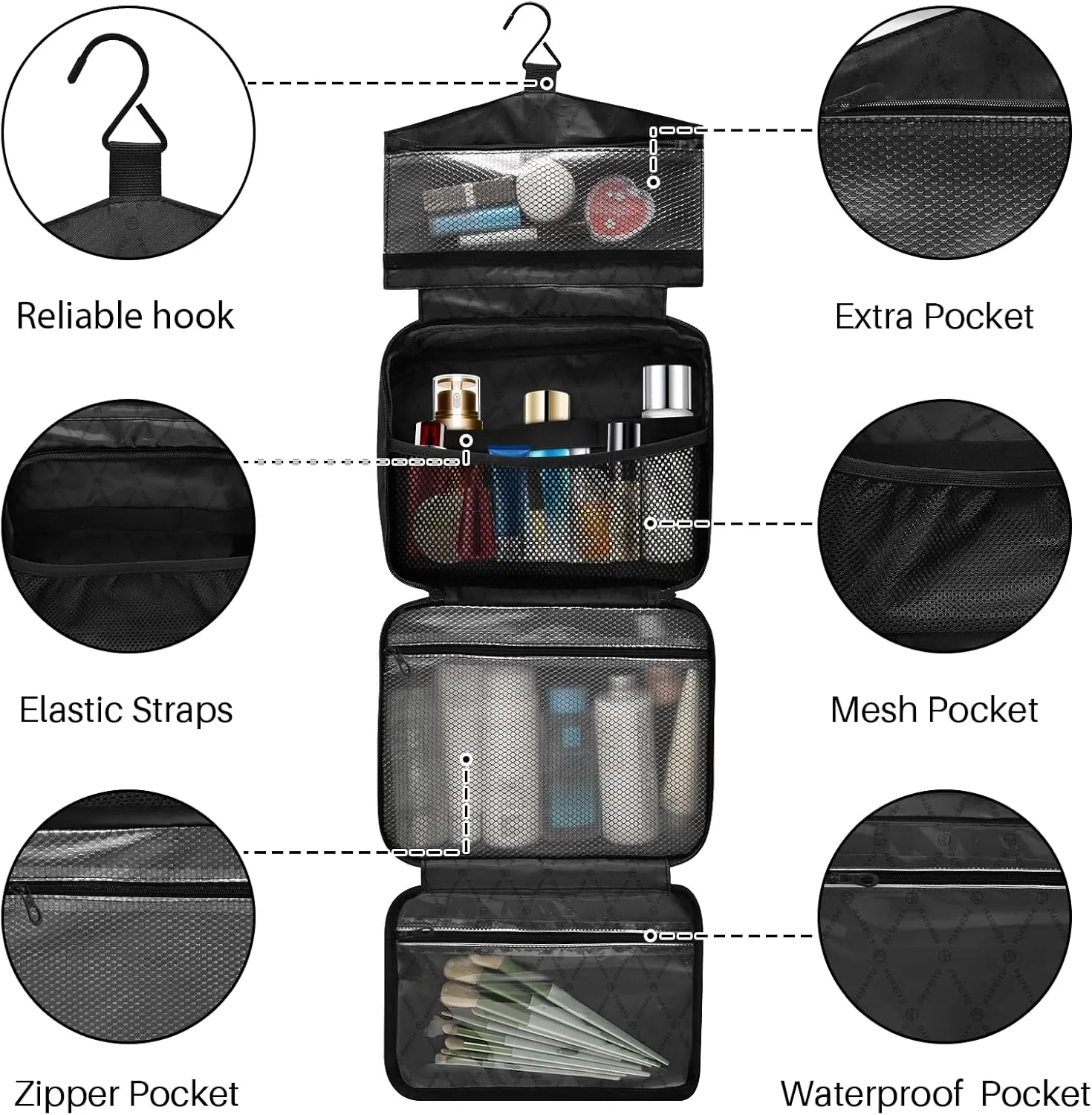 MUKJHOI Hanging Travel Toiletry Bag  4 Zippered Compartments, Transparent Organizer, Compact & Water-Resistant for Gym, Camping, Hotel  Cheetah (1)