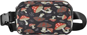 Mushroom Pattern Wild Forest Belt Bag for Women Men Fanny Pack Small Waist Pouch Crossbody Bags for Outdoor Hiking Running Travel