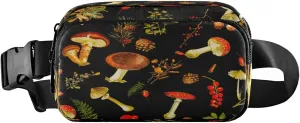 Mushrooms Belt Bag for Women Men Beautiful Forest Floral Fanny Pack Small Waist Pouch Crossbody Bags for Outdoor Hiking Running Travel