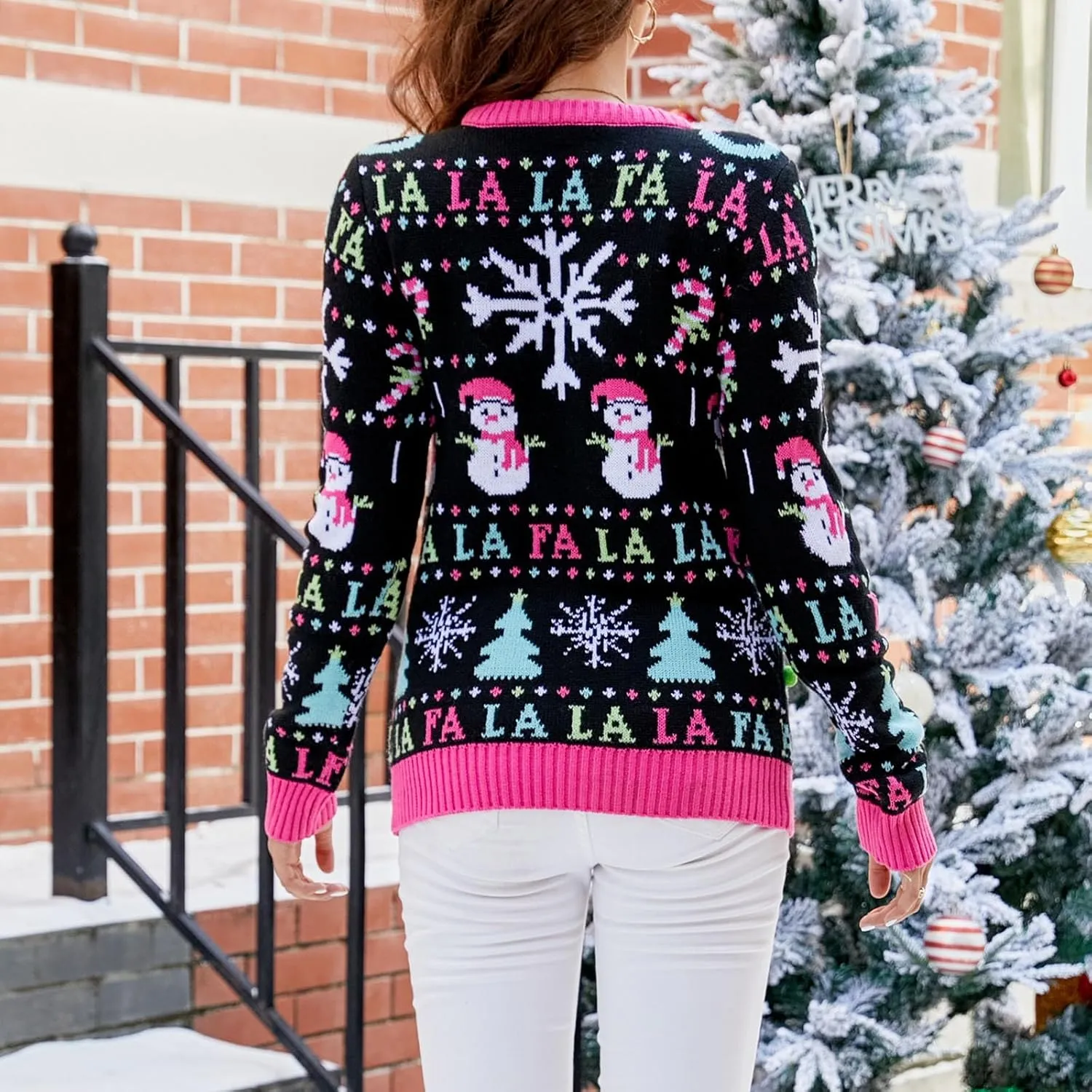 Novelty Snowman Sparkly Pattern Christmas Sweater
