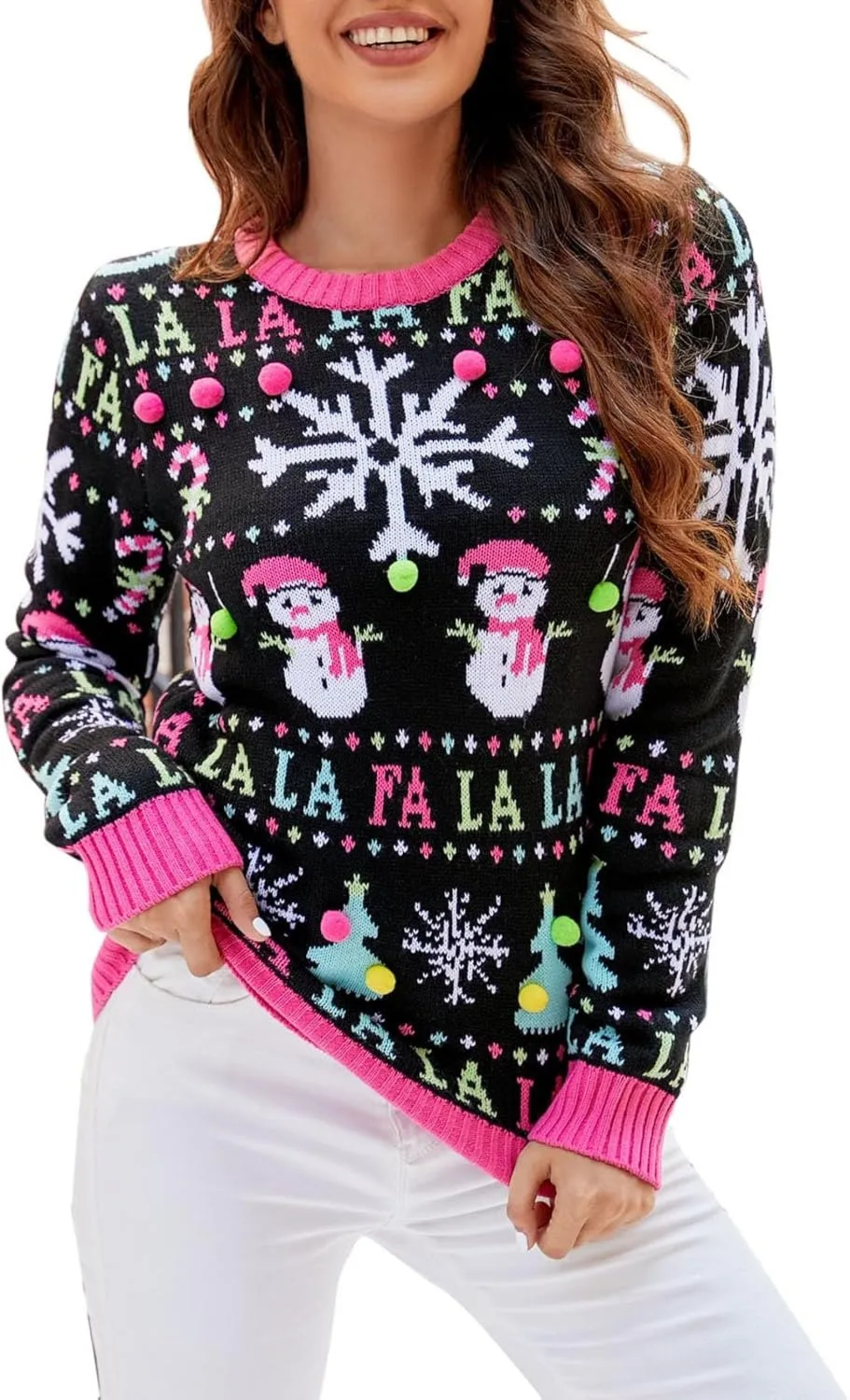 Novelty Snowman Sparkly Pattern Christmas Sweater