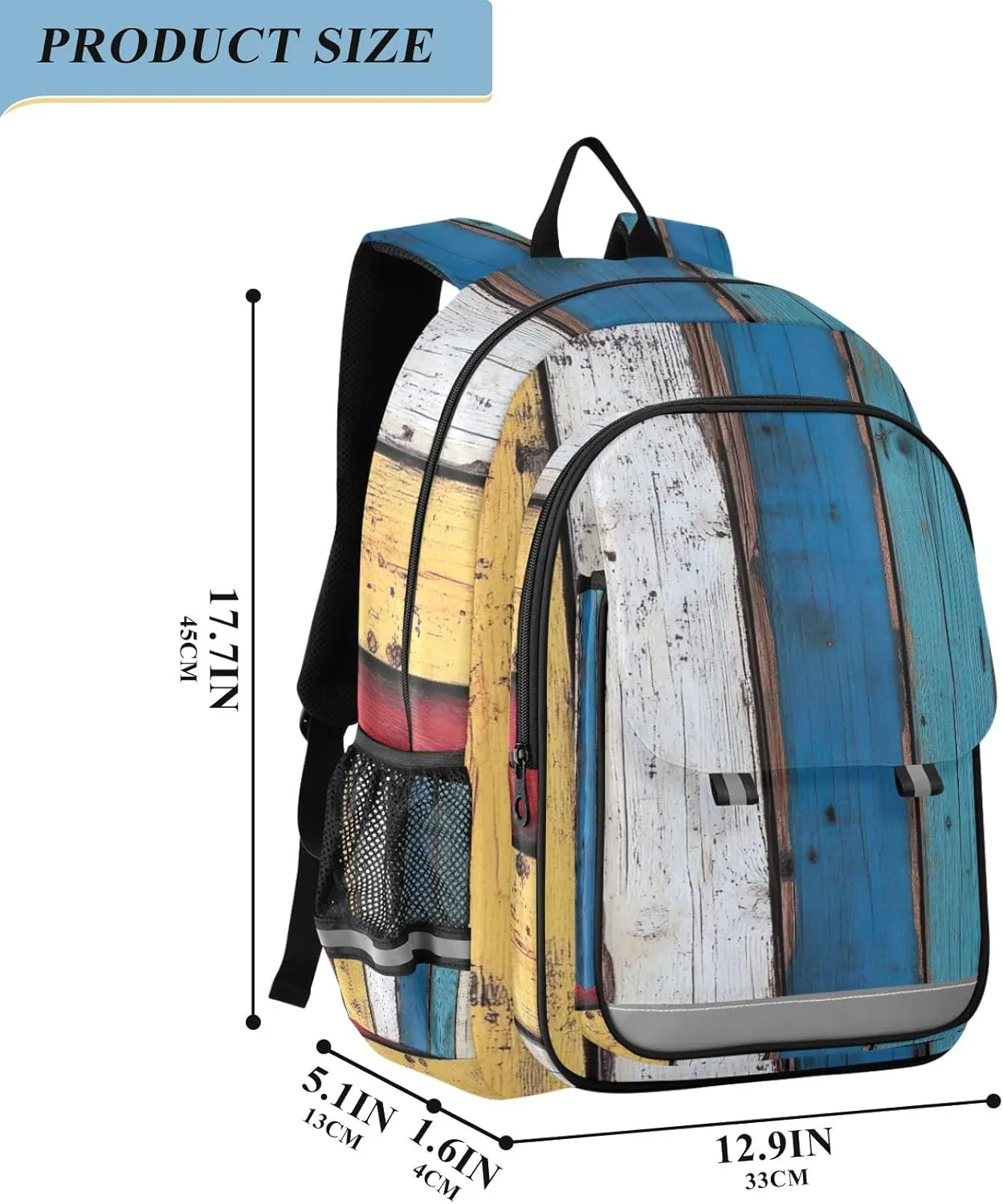 ODAWA Colorful Wooden Pattern Backpack for Students Backpack Laptop Compartment College Bookbags