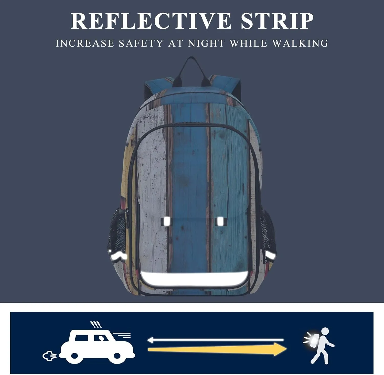 ODAWA Colorful Wooden Pattern Backpack for Students Backpack Laptop Compartment College Bookbags