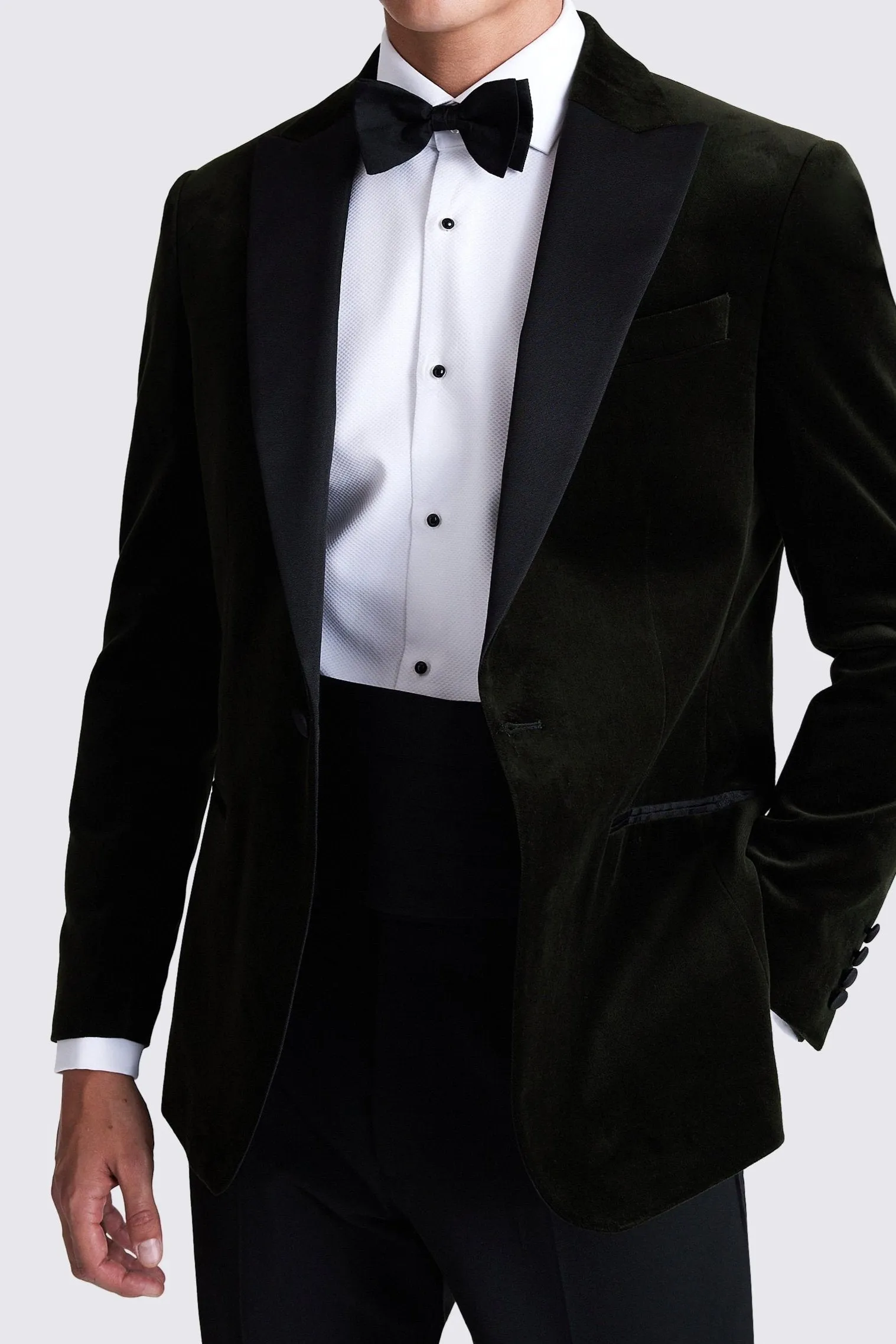 Olive Tailored Fit Tuxedo Blazer