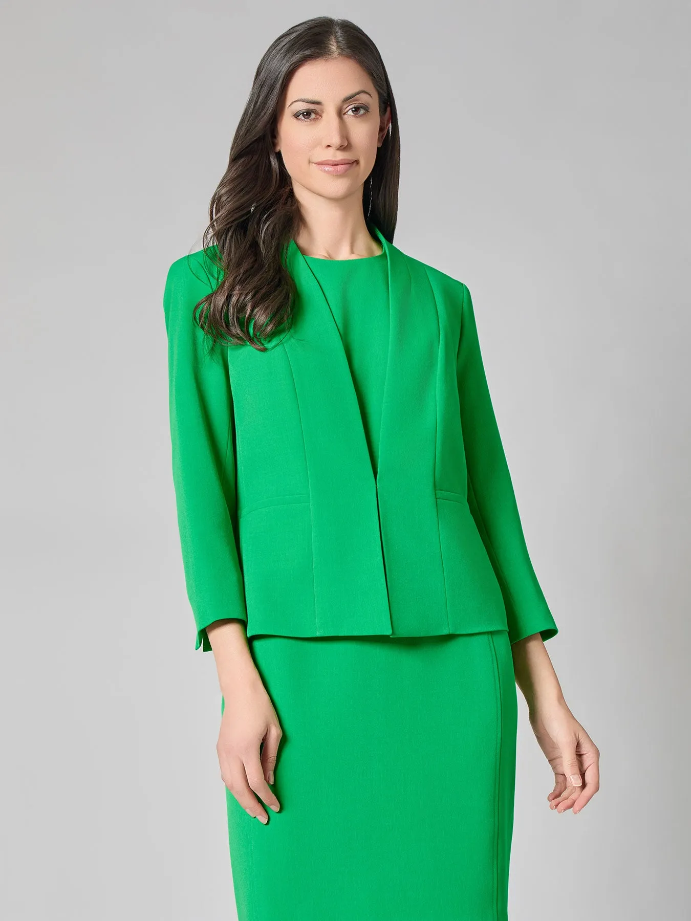 Open Front Jacket, Iconic Stretch Crepe