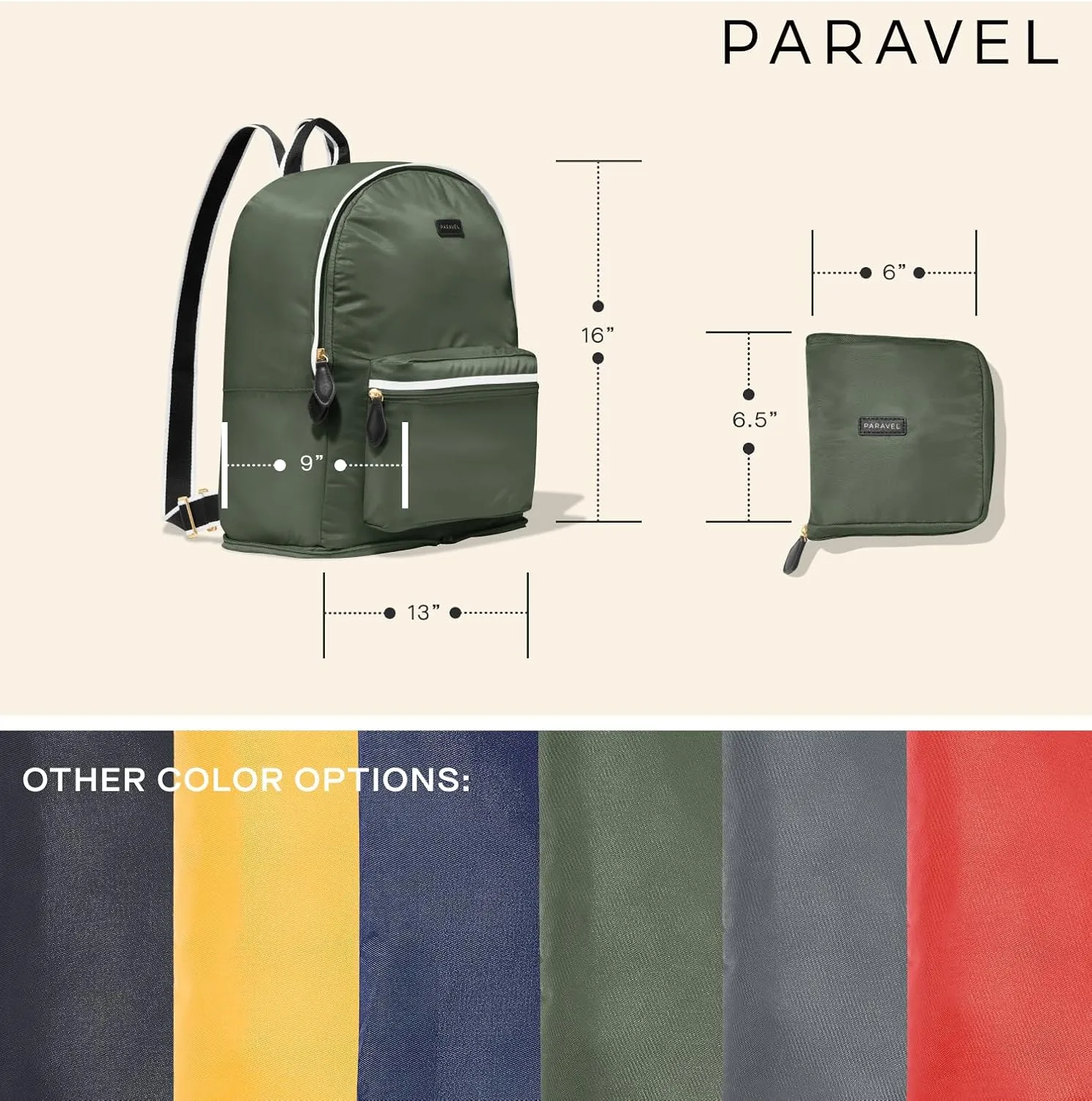 Paravel Fold Up Travel Backpack | Packable and Lightweight Foldable Travel Bag | Carry On Nylon Backpack with Trolley Sleeve, Canyon Yellow