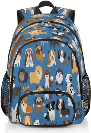 Pardick Dog Print Animal School Backpacks for Girls Boys Teens Students Doodle Dog Stylish College Schoolbag Book Bag - Water Resistant Travel Backpacks for Women Men