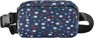 Patriotic Stars Pattern Red Blue Belt Bag for Women Men Fanny Pack Small Waist Pouch Crossbody Bags for Outdoor Hiking Running Travel