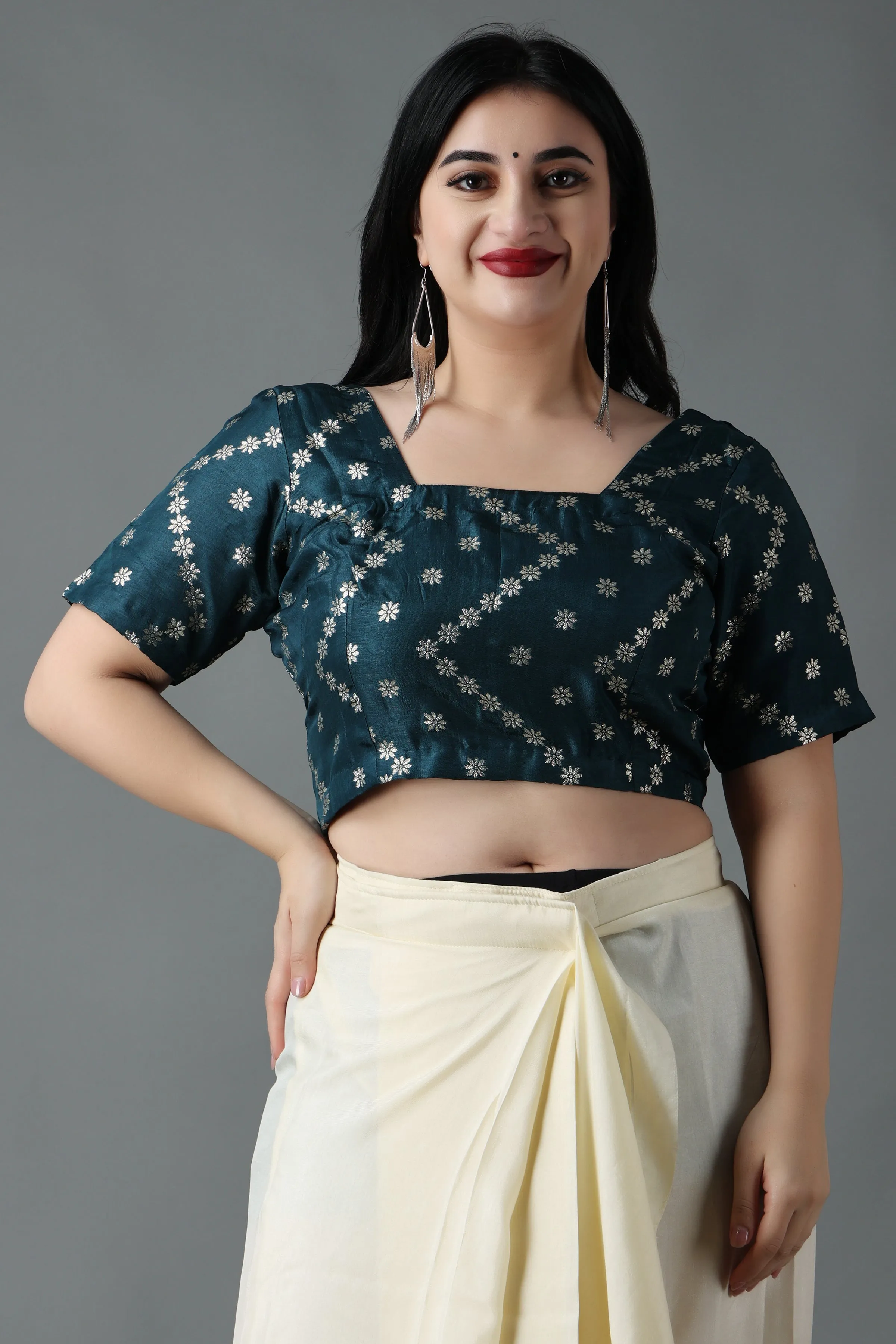 Peacock Green Silk Blouse