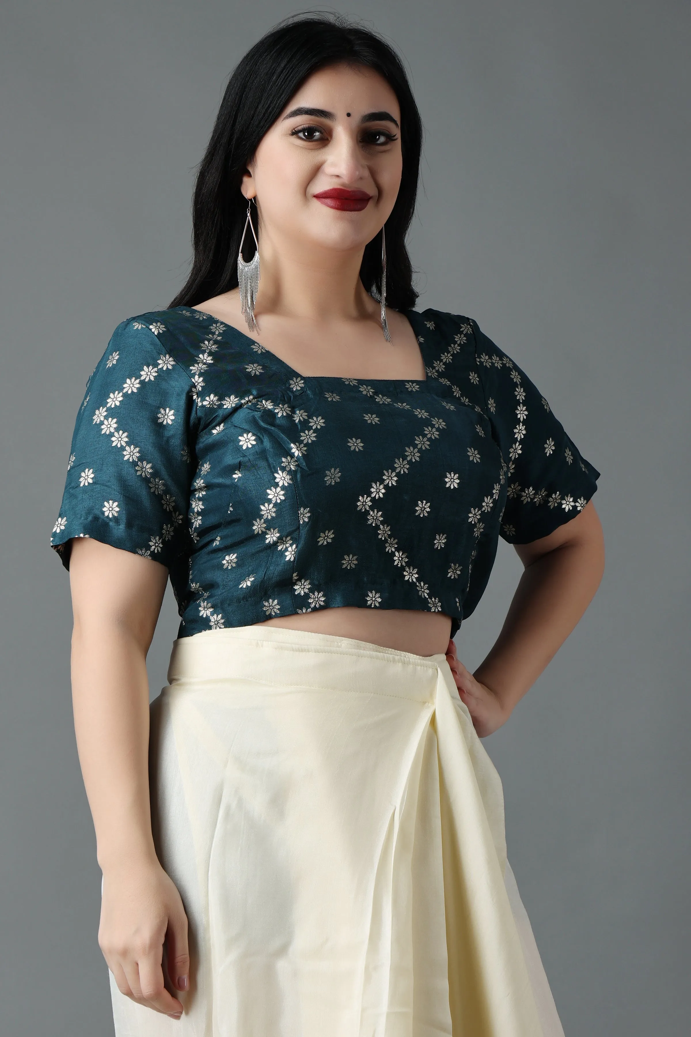 Peacock Green Silk Blouse