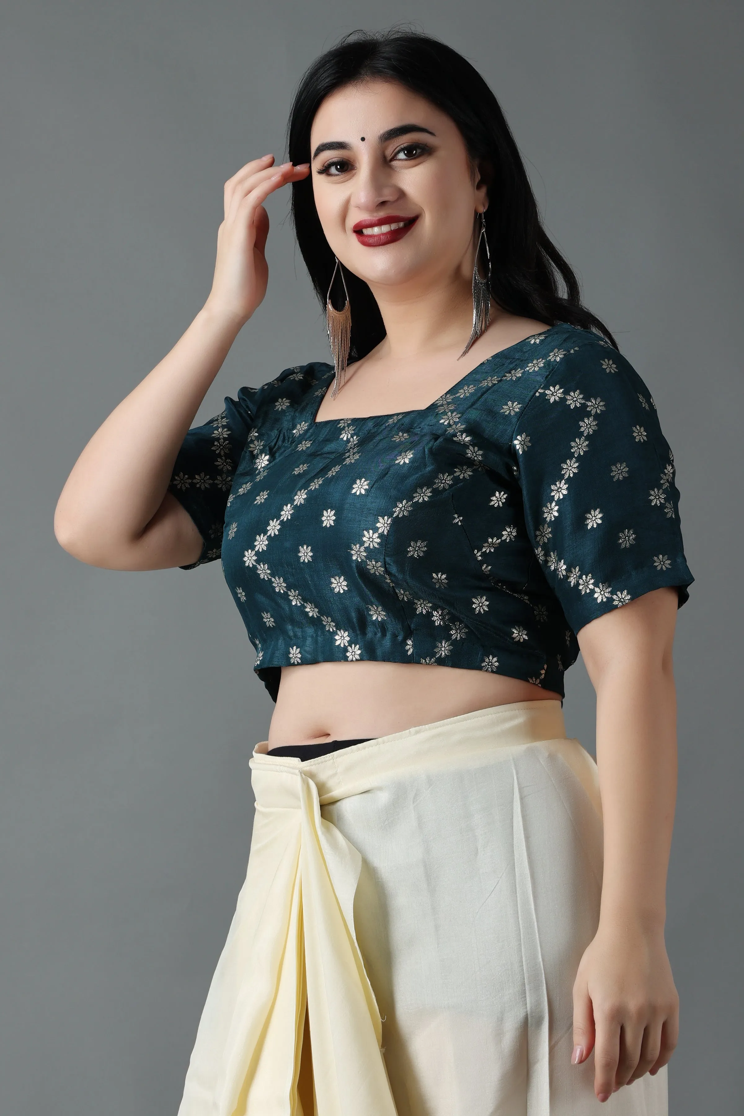 Peacock Green Silk Blouse