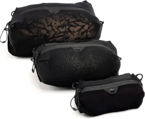 Peak Design Ultra Light Mesh Packing Cube for Quick and Efficient packing while travelling Bundle (Black - XXS, XS, S)