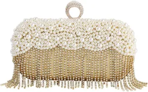Pearl Tassel Evening Handbag Fashion Clutch Bag for Wedding Parties Clutch Purse for